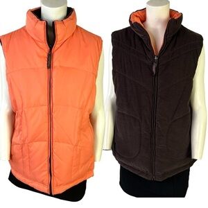 WINDRIVER REVERSIBLE PEACH  BROWN PUFFER SLEEVELESS JACKET FEATHER WOMEN SIZE XL
